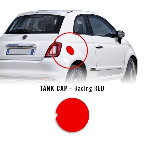 Fiat 500 Abarth Car Fuel Cap-dekal, Racing Red