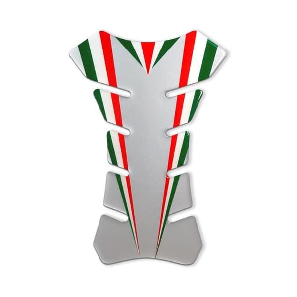3D självhäftande skydd för motorcykeltank, silver med Italiens flagga, 19 x 13 cm