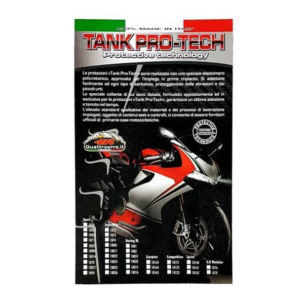 3D självhäftande skydd för motorcykel Superbike tank, kol, 12,5 x 22 cm