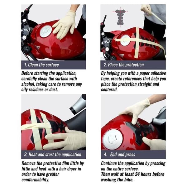 3D Adhesive Protection för Aprilia Motorcykel Tank, Transparent, 19 x 13 cm
