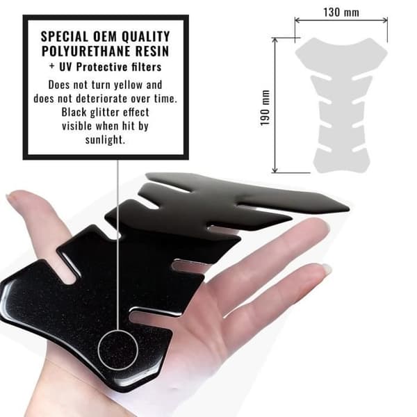 3D Adhesive Protection för KTM Motorcykel Tank, Svart, 19 x 13 cm