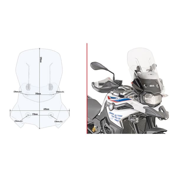 Givi Af 5127 Airflow Bmw F 750 Gs/f 850 Gs Airflow Bmw F 750 Gs/f 850 Gs Vindskydd Durchsichtig