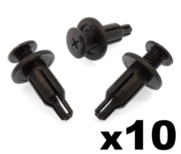 10x Honda 10mm Plastic Trim Clips- Front & Rear Bumper Retainer Screw Fit Clips
