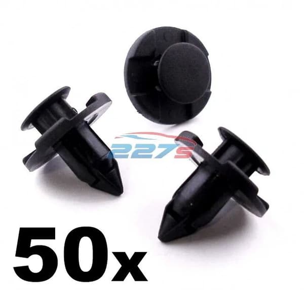 50x 8mm Plastic Trim Clips for Nissan Wheel Arch Liners / Engine Bay Shields -