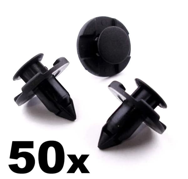 50x 8mm Plastic Rivet Trim Clips for Bumpers Splashguards Wheelarch Liner