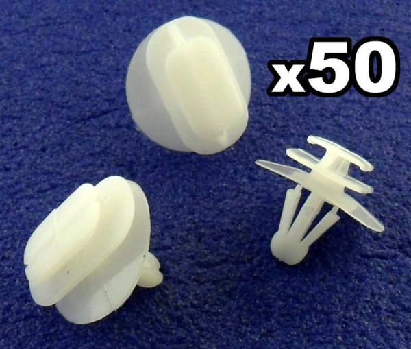 50x Renault Plastic Side Moulding / Door Bump Strip Trim Fastener Clips
