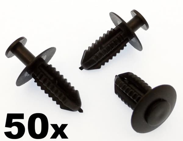 50x Plastic Push Fit Rivets- Mercedes Wheel Arch / Fender Liner Fastener Clips