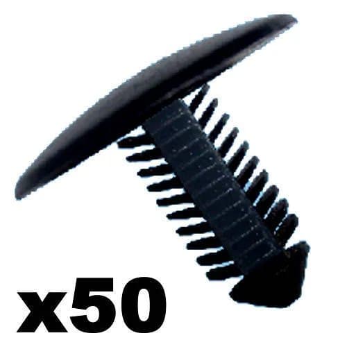 50x Plastic Trim Panel Clips- 7-8mm Hole- 28mm Head