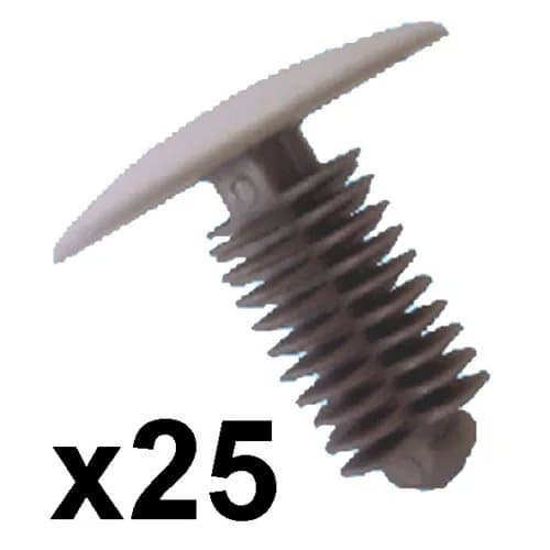 25x Grey Fir Tree Trim Clips - 9-10mm hole- 24mm head