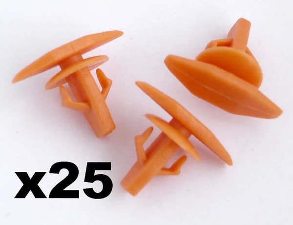 25x Honda Rubber Weatherstrip Door and Boot Seal Clips- Orange- Civic, CR-V etc