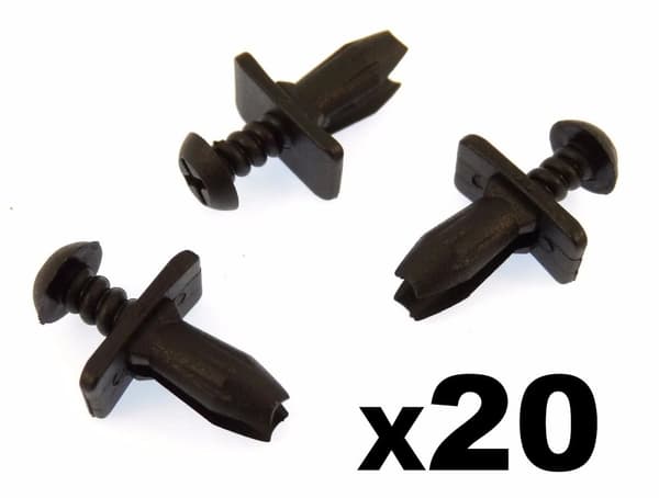 20x Ford Plastic Scrivet Trim Clips- Wheel Arch, For older models- Capri Sierra