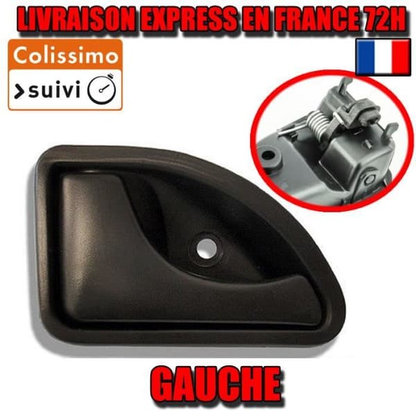 Främre vänster innerdörrhandtag Renault Kangoo Twingo Stock i Frankrike SVART