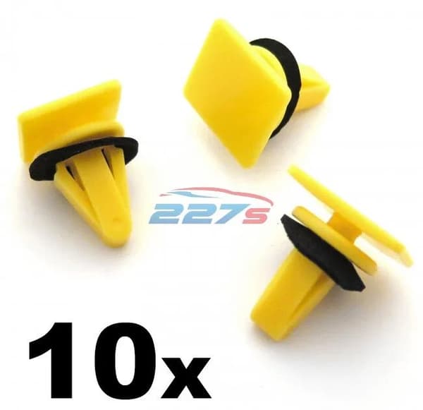 10x Yellow Plastic Trim Clips for Side Skirts & Sill Mouldings- Kia / Hyundai
