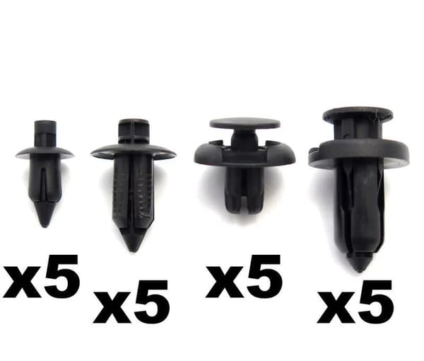 20 Pce Plastic Rivet Fasteners Kit- 4 Common Sizes of Trim Clip For Peugeot