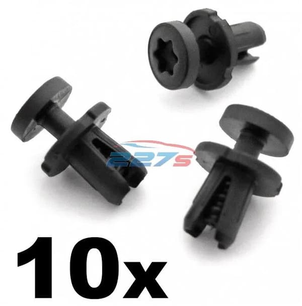 10x 6mm VW Torx Head Plastic Trim Clips- 7L6868307, Seat base, duct, mountings