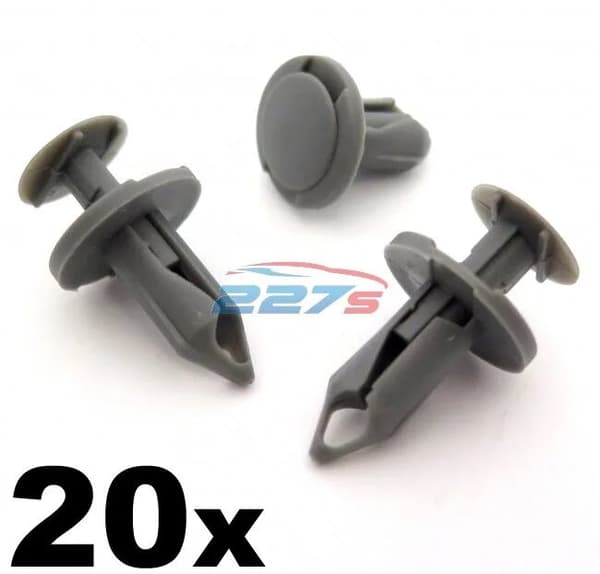 20x 8mm Long Mid Grey Trim Clips- Perfect for VW T4 & T5 Carpet & Van Linings