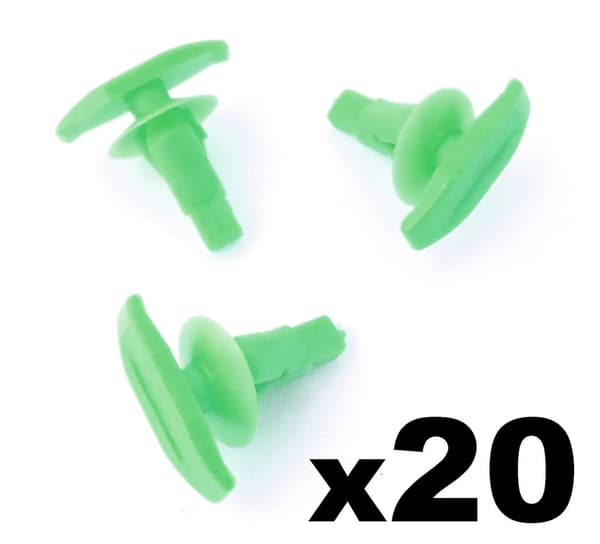 20x Toyota Plastic Weatherstrip & Rubber Door Seal Clips, Door Gasket Clip Green