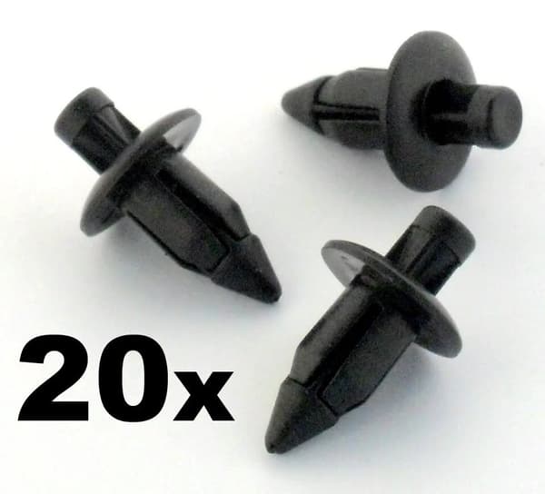 20x 6mm Plastic Rivet Fender & Trim Clips- Honda, Yamaha, Suzuki, Kawasaki etc