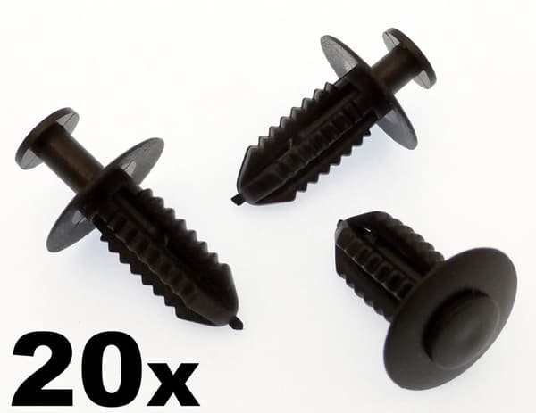 20x Plastic Push Fit Rivets- Mercedes Wheel Arch / Fender Lining Fastener Clips