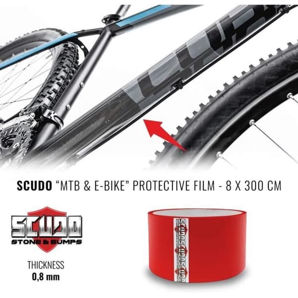 Scudo Transparent självhäftande film för skydd av cykelram, tjocklek 0,8 mm, 8 x 300 cm