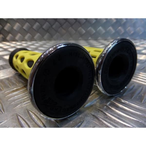 par styrgummibeläggning 22 mm progrip 768 gul och svart motorcykel skoter fyrhjuling ...