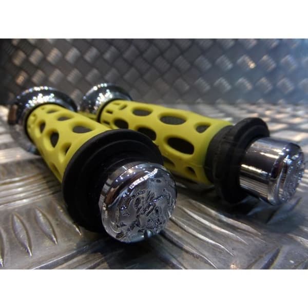 par styrgummibeläggning 22 mm progrip 768 gul och svart motorcykel skoter fyrhjuling ...