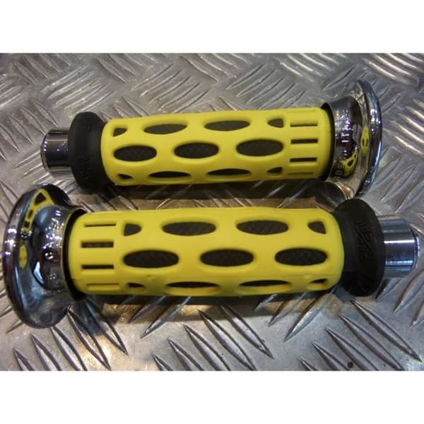 par styrgummibeläggning 22 mm progrip 768 gul och svart motorcykel skoter fyrhjuling ...