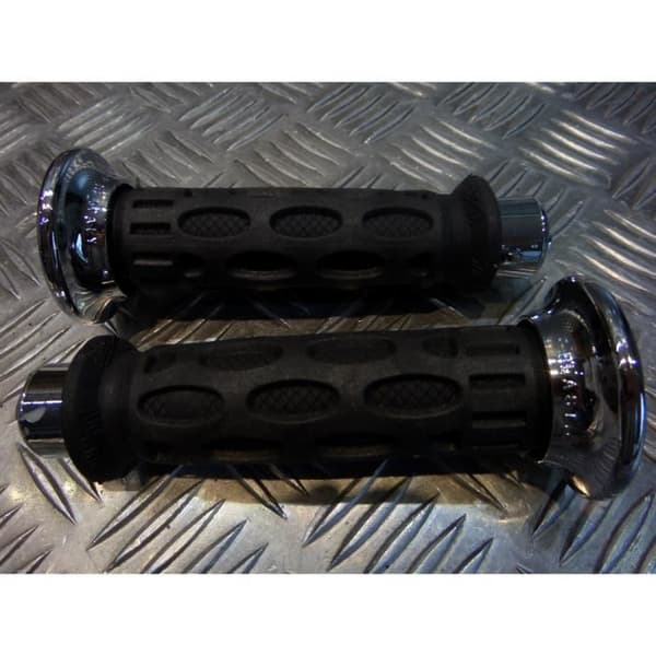 par gummibeläggning styre 22 mm progrip 768 krom och svart motorcykel skoter fyrhjuling ...