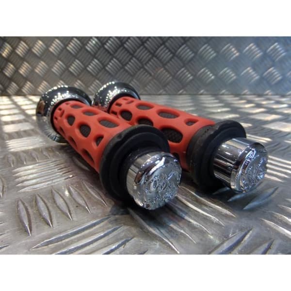 par styrgummibeläggning 22 mm progrip 768 röd och svart motorcykel skoter quad