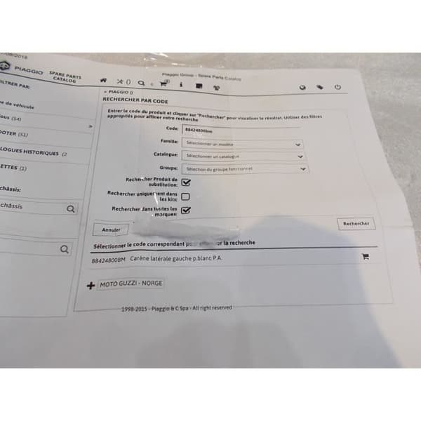 vänster sida kåpa sidokåpa vit moto guzzi 1200 norge 88424800bm kaross