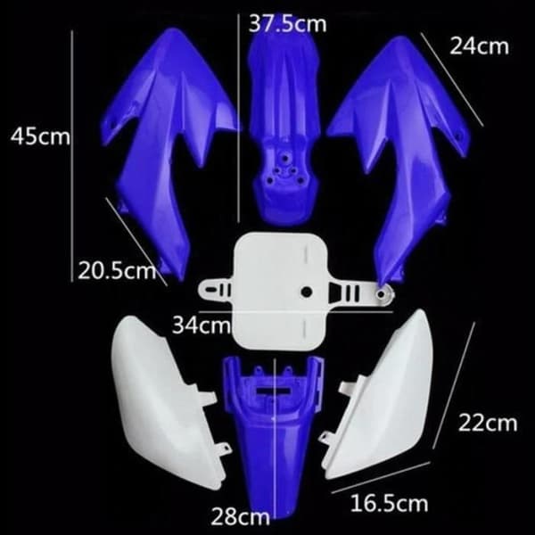 7 plastkåpa kåpa motorcykel smutscykel typ crf 50 70 90 110 125 140 160 blå vit