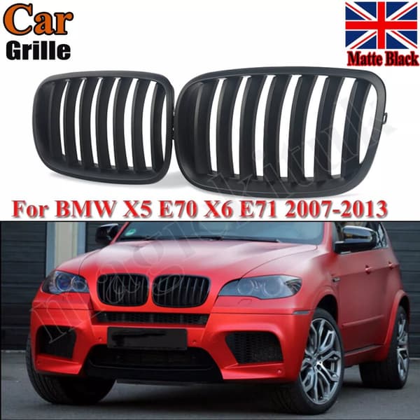 For BMW X5 E71 X6 E70 Matte Black Kidney Performance Style Front Grilles 07-2013