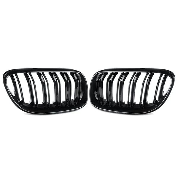 For BMW 3 Series E92 E93 2010-2013 LCI Kidney Grille Grill Gloss Black Dual Line