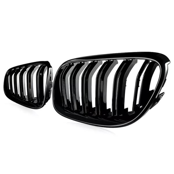For BMW 3 Series E92 E93 2010-2013 LCI Kidney Grille Grill Gloss Black Dual Line