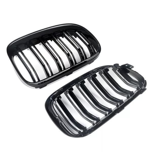 For BMW 3 Series E92 E93 2010-2013 LCI Kidney Grille Grill Gloss Black Dual Line