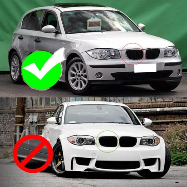 Pair Glossy Black Front Kidney Grills Grilles For BMW E81 E87 1 Series 04-07