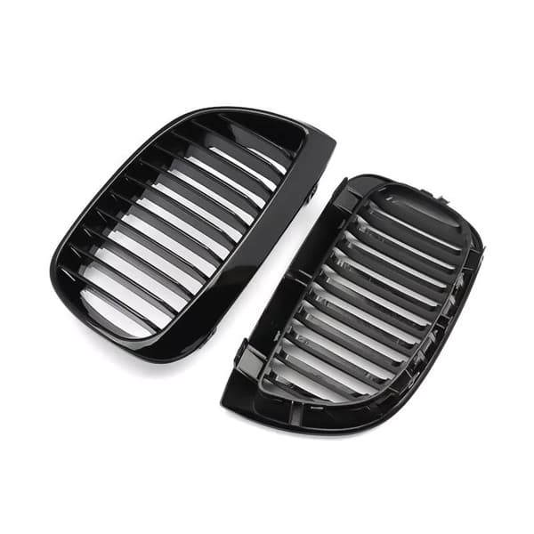 Pair Glossy Black Front Kidney Grills Grilles For BMW E81 E87 1 Series 04-07