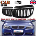 Miniatyrbild 3 av 11: FOR BMW 3 SERIES E90 E91 DUAL SLAT GLOSS BLACK FRONT KIDNEY GRILLE 05-08 PRE-LCI