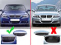 Miniatyrbild 5 av 11: FOR BMW 3 SERIES E90 E91 DUAL SLAT GLOSS BLACK FRONT KIDNEY GRILLE 05-08 PRE-LCI