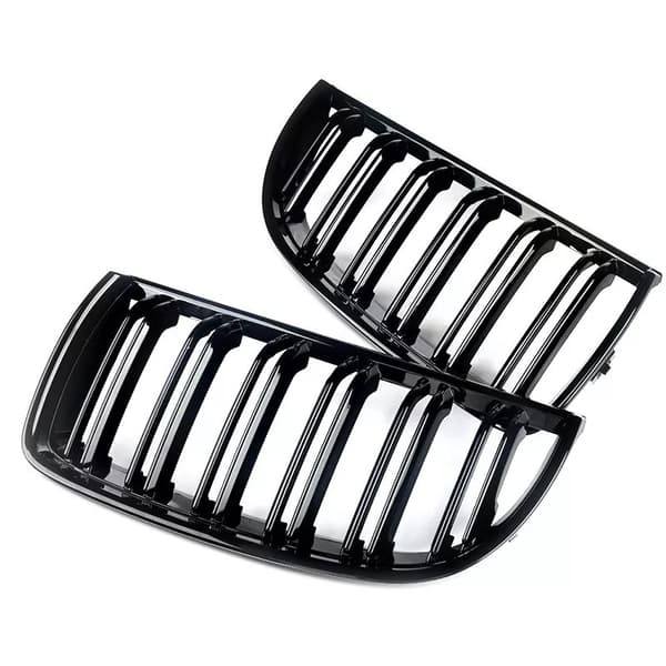 FOR BMW 3 SERIES E90 E91 DUAL SLAT GLOSS BLACK FRONT KIDNEY GRILLE 05-08 PRE-LCI
