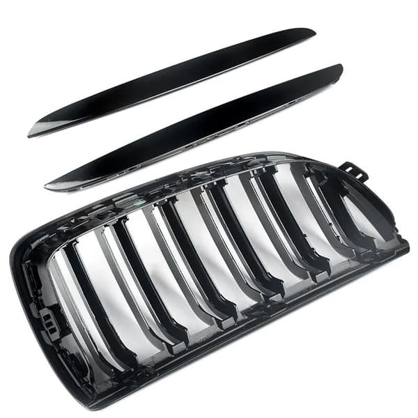 FOR BMW 3 SERIES E90 E91 DUAL SLAT GLOSS BLACK FRONT KIDNEY GRILLE 05-08 PRE-LCI