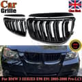 Miniatyrbild 1 av 11: FOR BMW 3 SERIES E90 E91 DUAL SLAT GLOSS BLACK FRONT KIDNEY GRILLE 05-08 PRE-LCI