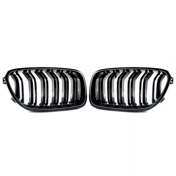 GLOSS BLACK TWIN BAR M5 LOOK KIDNEY GRILL GRILLES FOR BMW 5 SERIES F10 F11 11-16