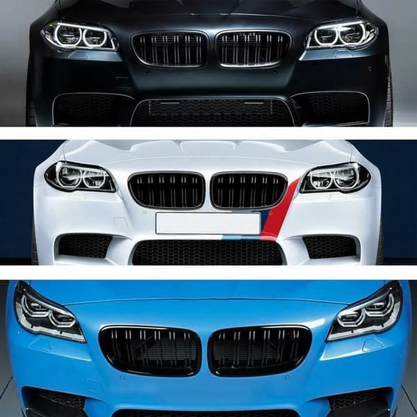 GLOSS BLACK TWIN BAR M5 LOOK KIDNEY GRILL GRILLES FOR BMW 5 SERIES F10 F11 11-16