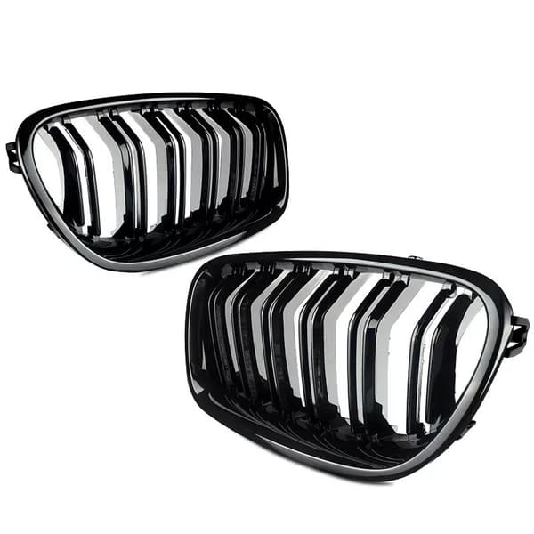 GLOSS BLACK TWIN BAR M5 LOOK KIDNEY GRILL GRILLES FOR BMW 5 SERIES F10 F11 11-16