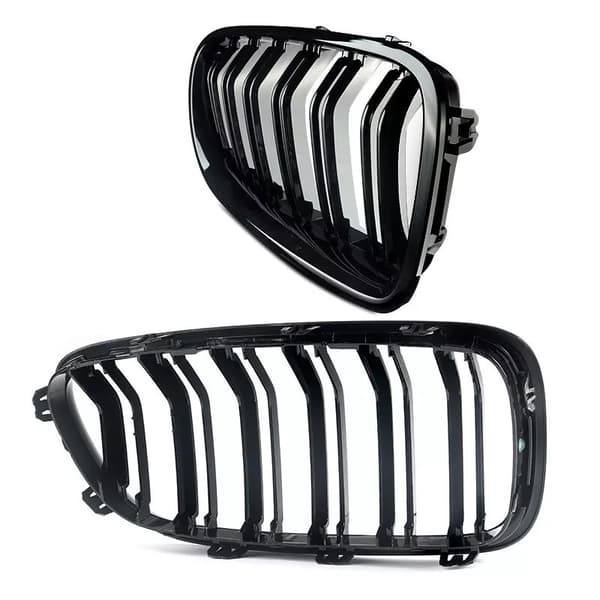 GLOSS BLACK TWIN BAR M5 LOOK KIDNEY GRILL GRILLES FOR BMW 5 SERIES F10 F11 11-16