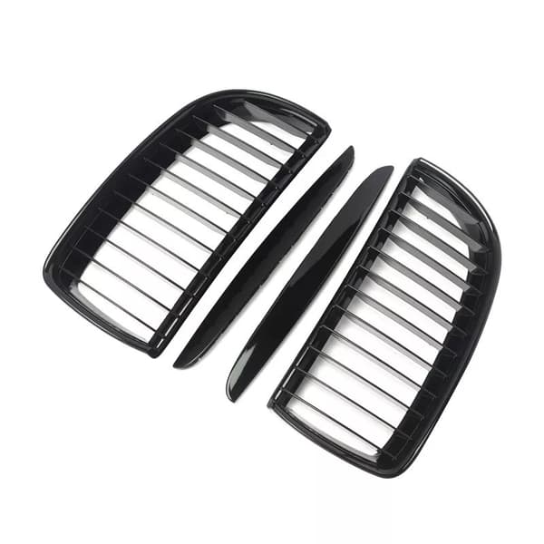 FOR BMW 3-SERIES E90 E91 2005-2008 PRE-FACELIFT GLOSS BLACK KIDNEY GRILL GRILLES