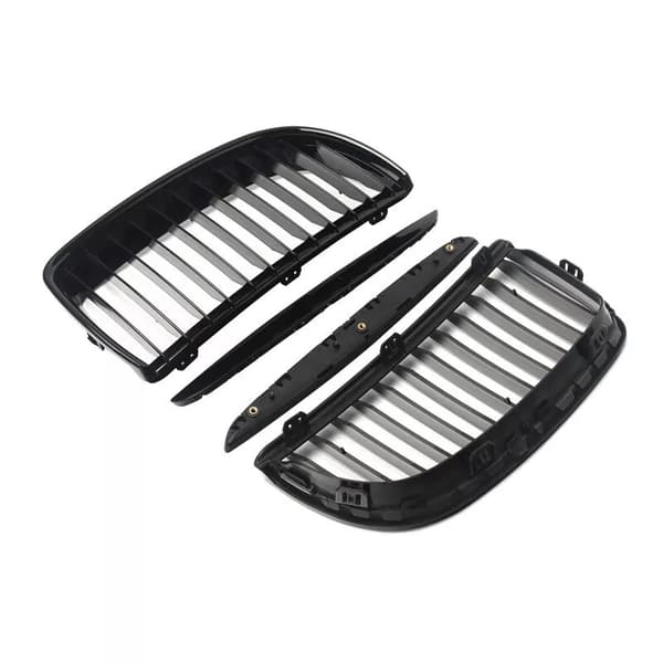 FOR BMW 3-SERIES E90 E91 2005-2008 PRE-FACELIFT GLOSS BLACK KIDNEY GRILL GRILLES