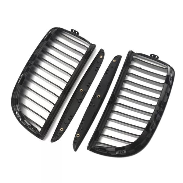 FOR BMW 3-SERIES E90 E91 2005-2008 PRE-FACELIFT GLOSS BLACK KIDNEY GRILL GRILLES