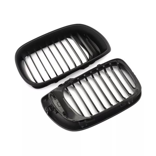 For BMW E46 Saloon Touring 2002-05 Facelift Pair Front Kidney Grille Matte Black